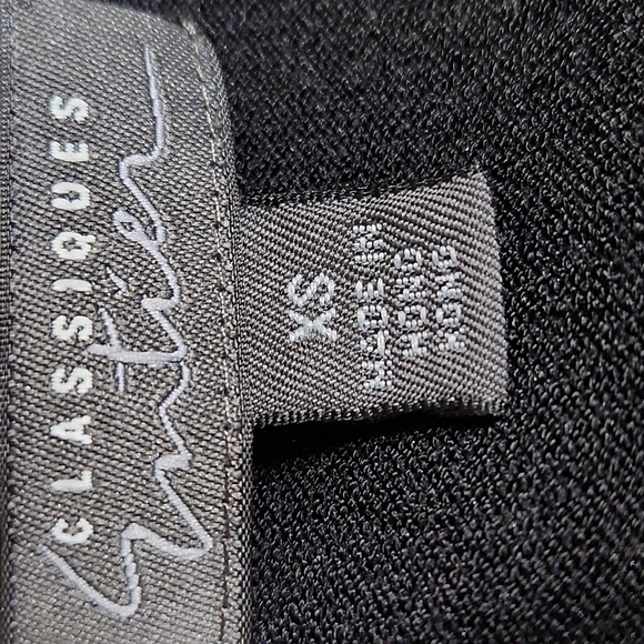 Classiques Entier Black V-Neck Flower Design Qtr. Sleeve Sweater Sz. XS - Picture 7 of 8